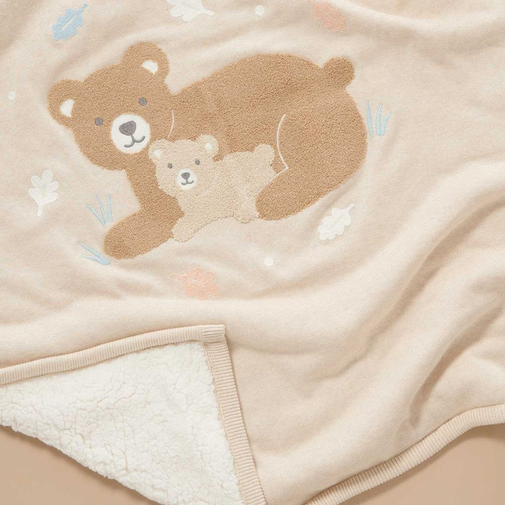 Purebaby Embroidered Plush Lined Blanket
