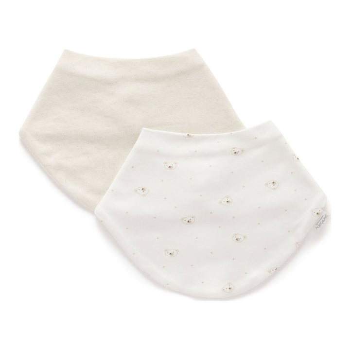 Purebaby 2-Pack Organic Cotton Dribble Bibs Set Vanilla Bear