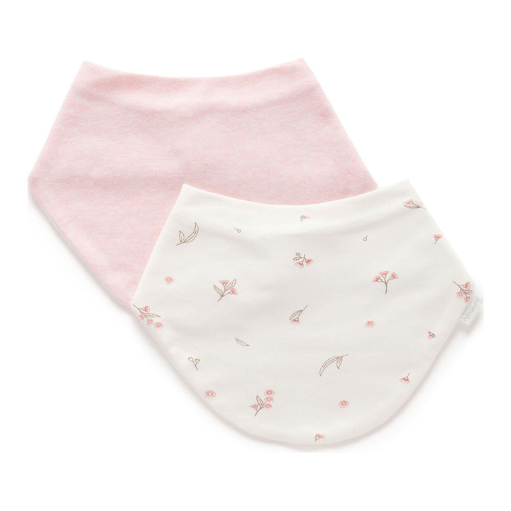 Purebaby 2-Pack Organic Cotton Dribble Bibs Set Vanilla Blossom
