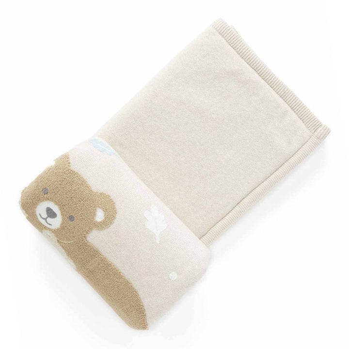 Purebaby Embroidered Plush Lined Blanket Little Wheat Bear