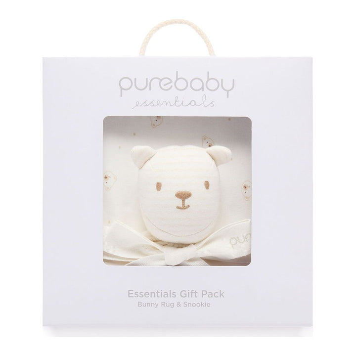 Purebaby Organic Cotton Bunny Rug and Snookie Soother Blanket Set