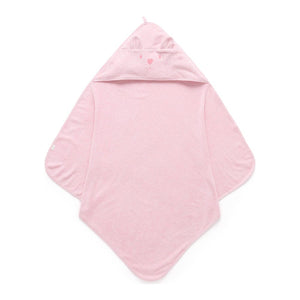 Purebaby Organic Cotton Hooded Bear Towel Pale Pink Melange