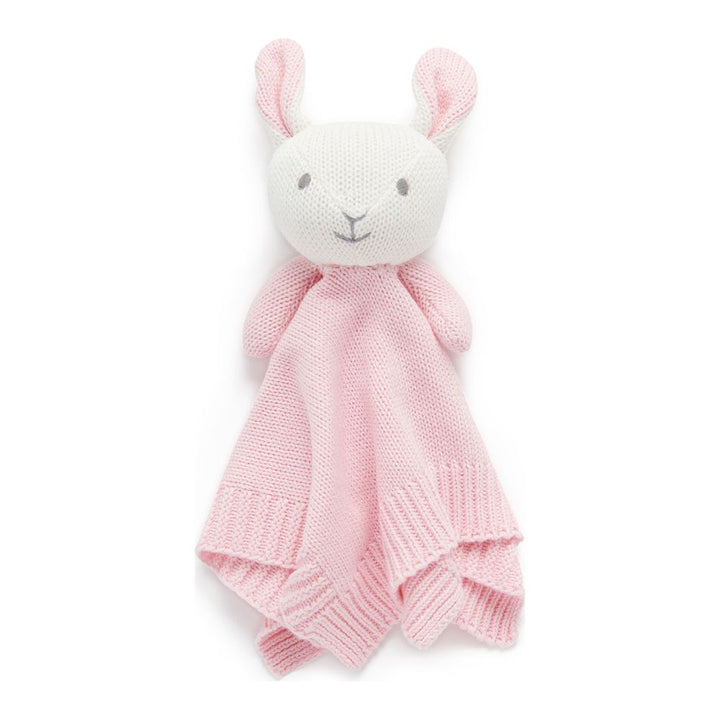 Purebaby Organic Cotton Knitted Comforter Toy Bunny in Pink