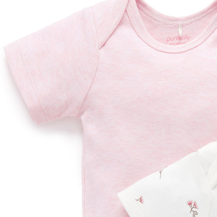 Purebaby 2-Pack Organic Cotton Easy Neck Short Sleeve Bodysuit