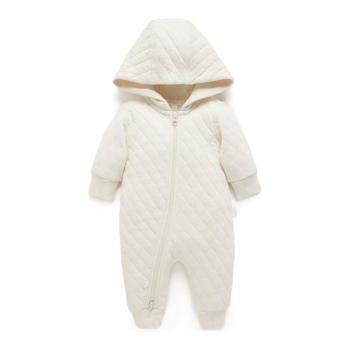 Purebaby Organic Cotton Blend Quilted Growsuit Wheat Melange 0-3 Months
