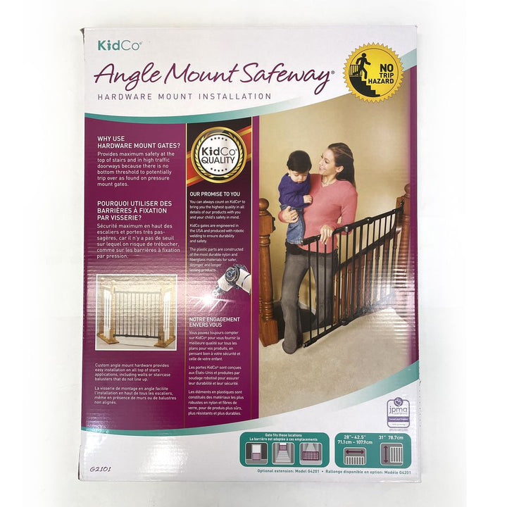 KidCo Angle Mount Safeway Hardware Mounted Safety Gate - Black (Open Box)