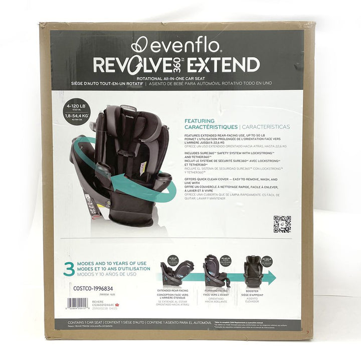 Evenflo GOLD Revolve360 Extend All-in-one Rotational Car Seat with SensorSafe - Onyx Black (Open Box)