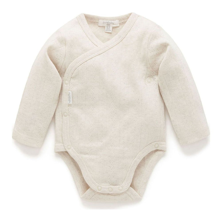 Purebaby 2-Pack Organic Cotton Pointelle Long Sleeve Wrap Bodysuit and Leggings Set