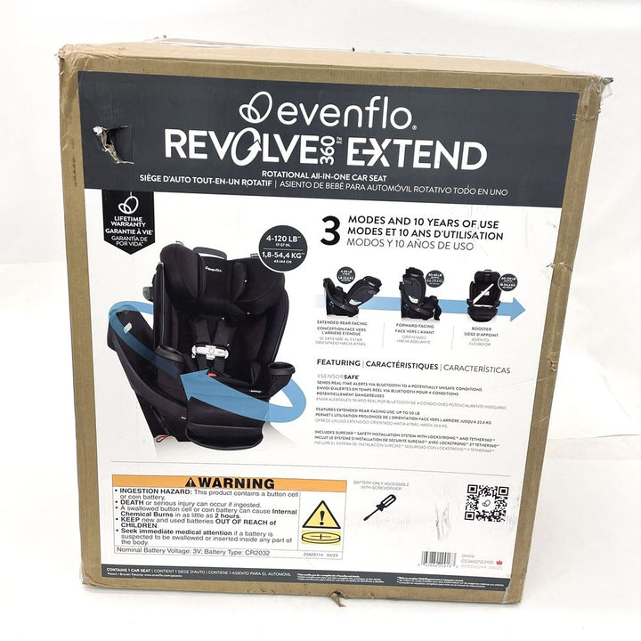 Evenflo GOLD Revolve360 Extend All-in-one Rotational Car Seat with SensorSafe - Onyx Black (Open Box)