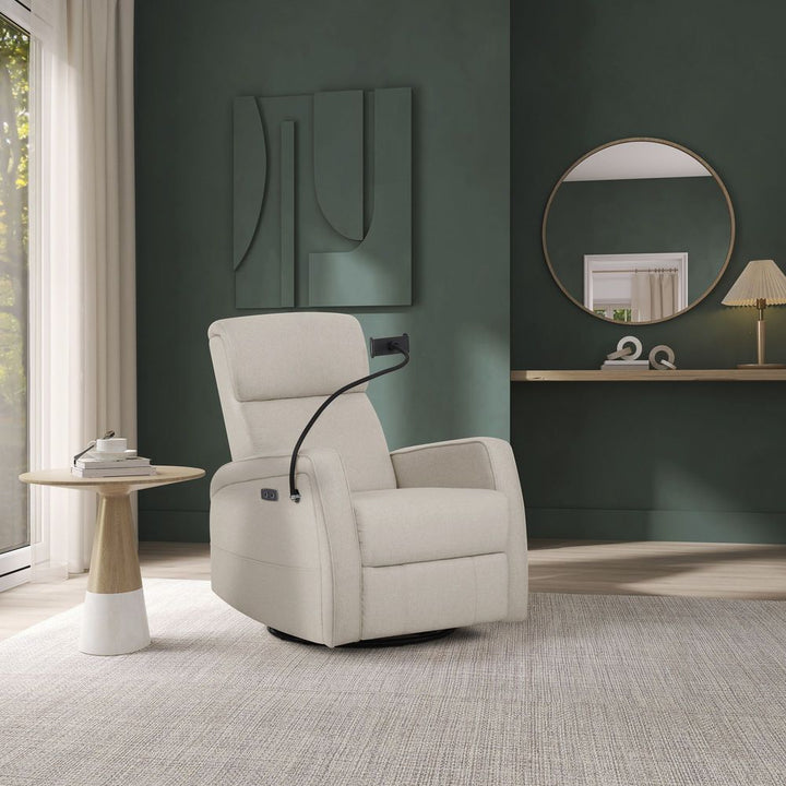 Evolur Lorene Power Recline Glider with Swivel Base and Device Holder