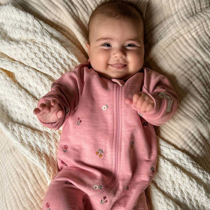 Purebaby Embroidered Fleece Growsuit