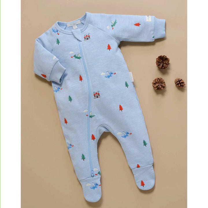 Purebaby Embroidered Fleece Growsuit