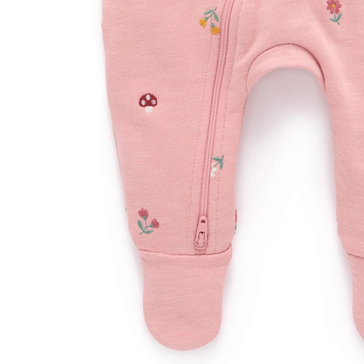 Purebaby Embroidered Fleece Growsuit