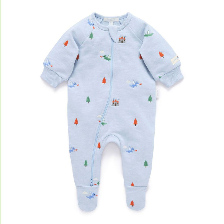 Purebaby Embroidered Fleece Growsuit Dragon Broderie 0-3 Months