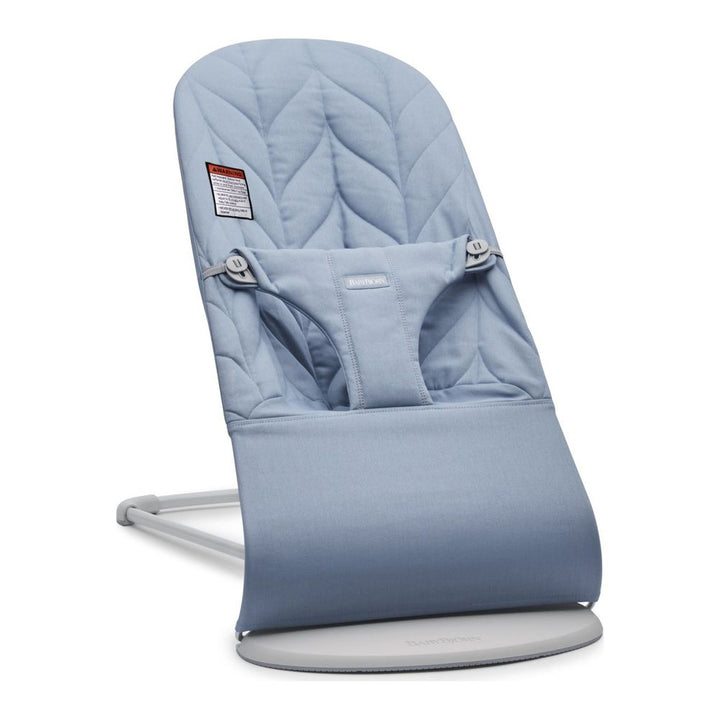 BabyBjorn Bouncer Bliss in Woven Fabric - Petal Quilt, Blue on Light Gray Frame (Open Box) Default Title