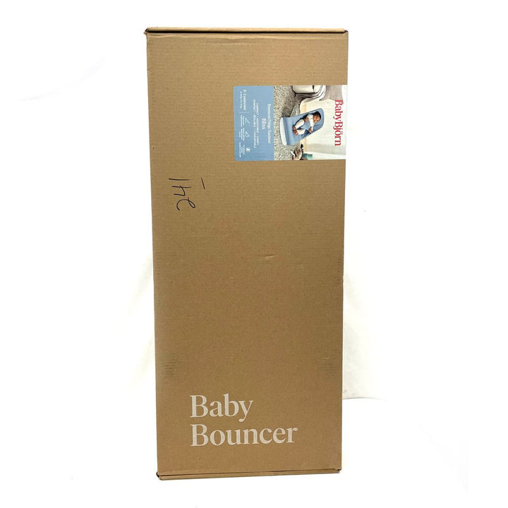 BabyBjorn Bouncer Bliss in Woven Fabric - Petal Quilt, Blue on Light Gray Frame (Open Box)