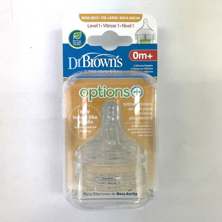 Dr. Brown's Options+ 2-Pack Wide Neck Nipples - Level 1 (0 Months+) (Open Box)