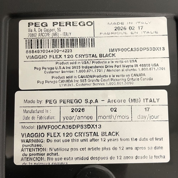 Peg Perego Viaggio Flex 120 High Back Booster Car Seat - Crystal Black (Open Box)