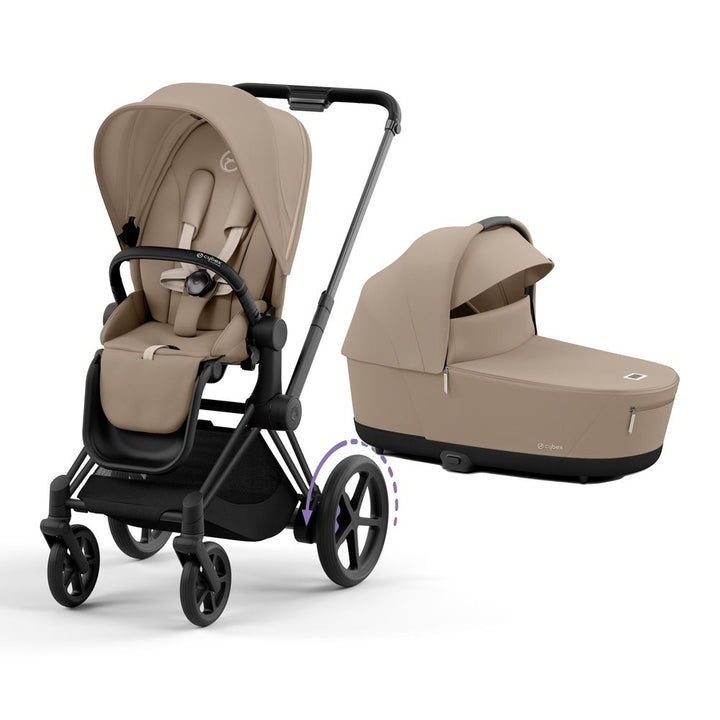 CYBEX ePriam 2 Stroller and Carrycot Bundle - Cozy Beige on Matte Black Frame (Floor Model) Default Title