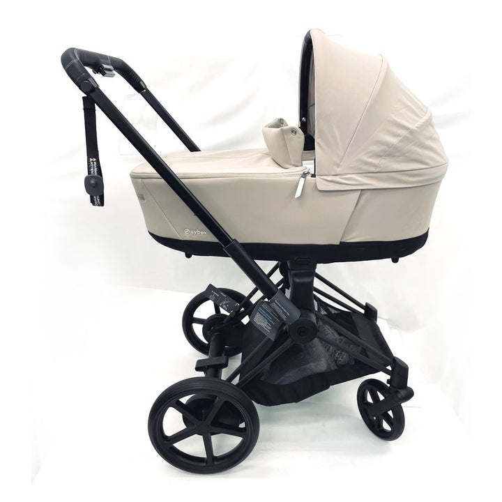 CYBEX ePriam 2 Stroller and Carrycot Bundle - Cozy Beige on Matte Black Frame (Floor Model)
