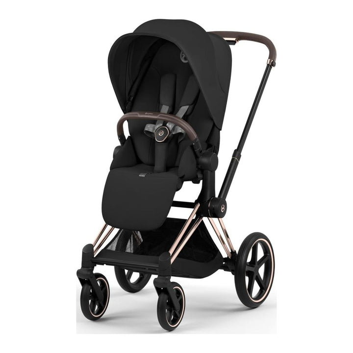 Cybex Priam Complete Stroller Sepia Black on Rose Gold Frame