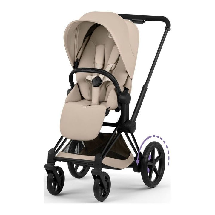 Cybex ePriam Complete Stroller Cozy Beige on Black Frame