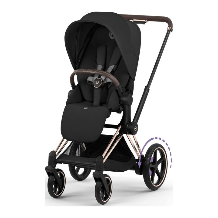 Cybex ePriam Complete Stroller Sepia Black on Rose Gold Frame