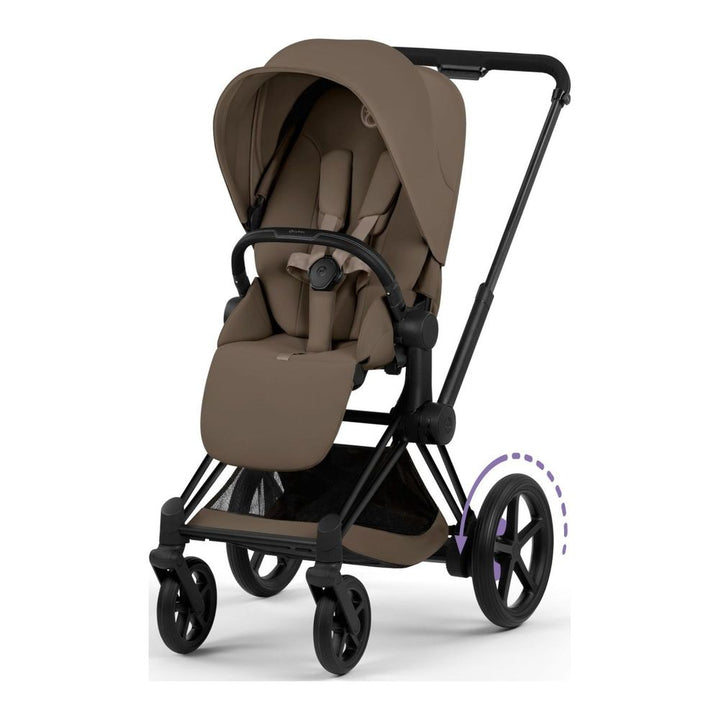Cybex ePriam Complete Stroller Coconut Brown on Black Frame