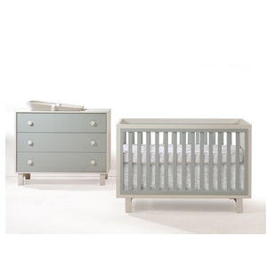 TULIP Bjorn Collection Crib and 3-Drawer Dresser Set - Latte/Sage (Floor Model)