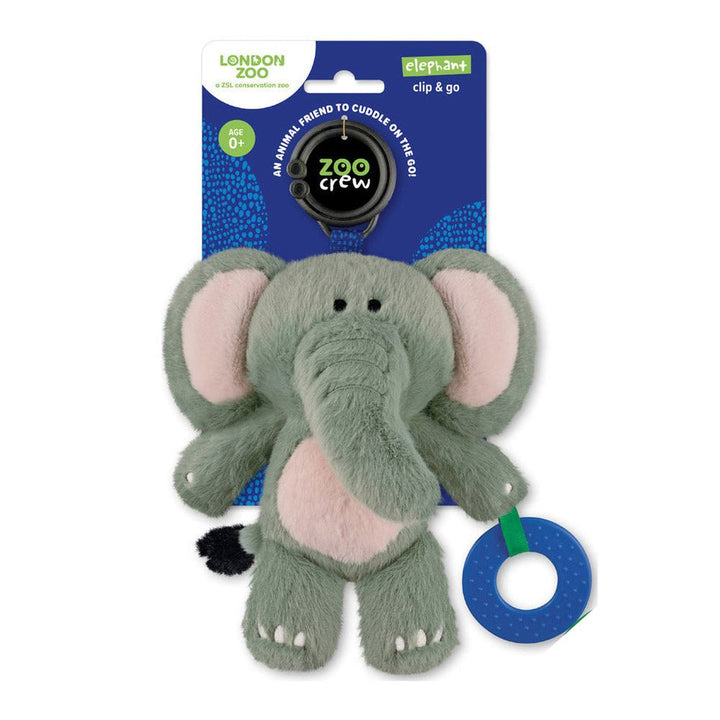 Make Believe Ideas Zoo Crew Clip & Go Stroller Plush Toy - Elephant Default Title