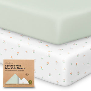 KeaBabies 2-Pack Soothe Fitted Mini Crib and Pack n Play Sheets Wildflowers
