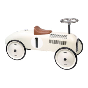 Vilac Ride-On Vintage Racing Car - White/Cream (Open Box) Default Title
