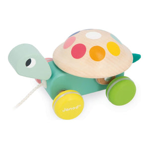 Janod Zigolos Wooden Pull-Along Turtle Toy Default Title