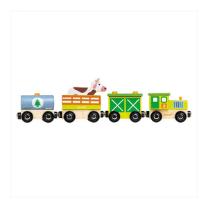 Janod Story Farm Magnetic Wooden Train Toy Default Title