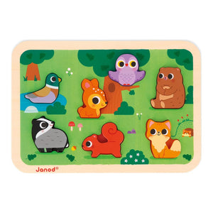 Janod Chuncky 7-Piece Wooden Puzzle Toy - The Forest Default Title