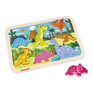 Janod Chuncky 7-Piece Wooden Puzzle Toy - Dinosaurs Default Title