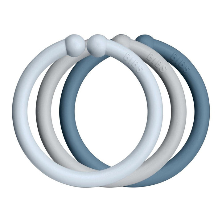 Bibs Pacifier 12-Pack Loops Infant Toy Baby Blue Cloud Petrol