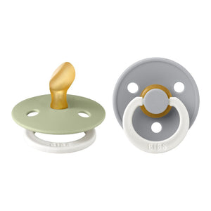 Bibs Pacifier 2-Pack De Lux GLOW Latex Anatomical Pacifiers Sage Cloud Size 1 (0-6 Months)