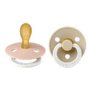 Bibs Pacifier 2-Pack Colour GLOW Symmetrical Latex Pacifiers Blush Vanilla Size 1 (0-6 Months)
