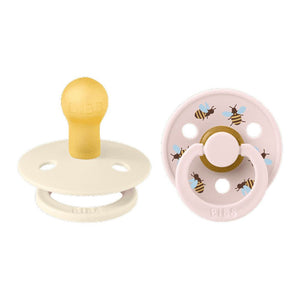Bibs Pacifier 2-Pack Colour Studio Bumblebee Latex Pacifiers Ivory Mix Size 1 (0-6 Months)