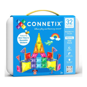 Connetix 32-Piece Magnetic Tiles Travel Mini Pack - Rainbow