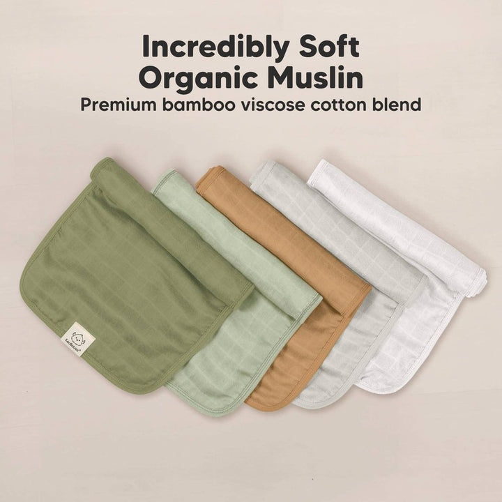 KeaBabies 5-Pack Lumi Muslin Burp Cloths