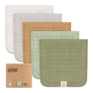 KeaBabies 5-Pack Lumi Muslin Burp Cloths Pine
