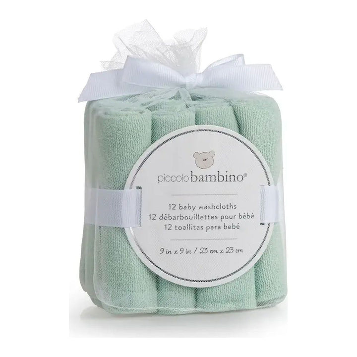 Piccolo Bambino 12-Pack Cotton Washcloths Set Green