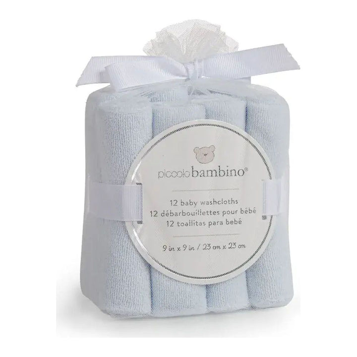 Piccolo Bambino 12-Pack Cotton Washcloths Set Blue