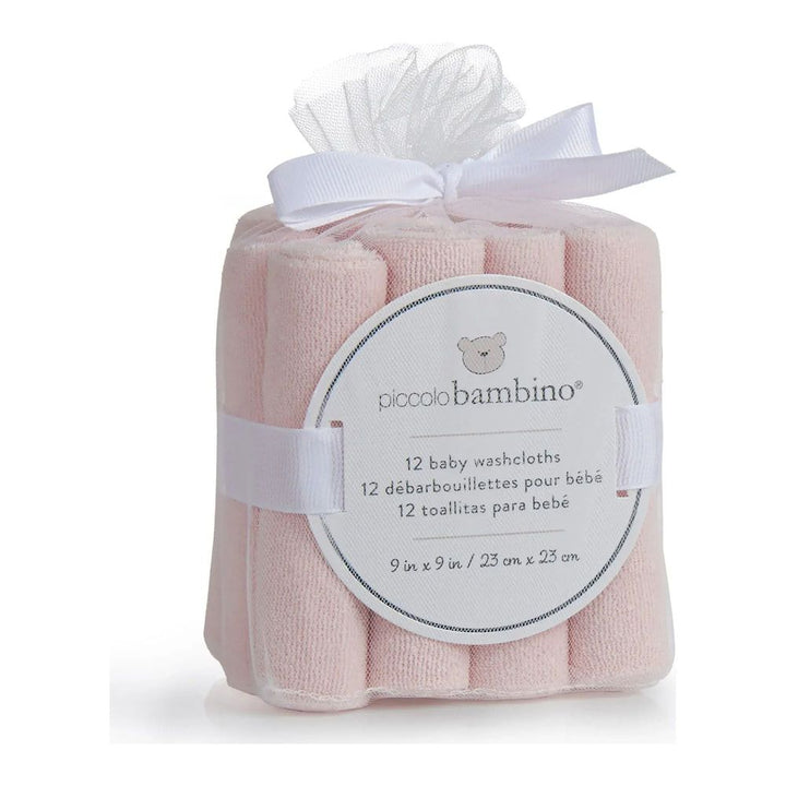 Piccolo Bambino 12-Pack Cotton Washcloths Set Pink