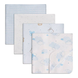 Piccolo Bambino 4-Pack Flannel Receiving Blankets Blue