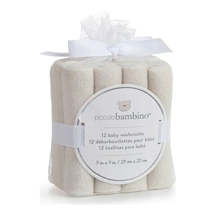 Piccolo Bambino 12-Pack Cotton Washcloths Set Beige