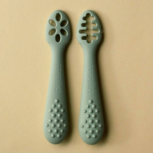 Minika Silicone Learning Spoons Set - 2-Pack Sage