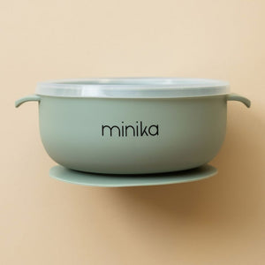 Minika Silicone Suction Bowl with Lid Sage